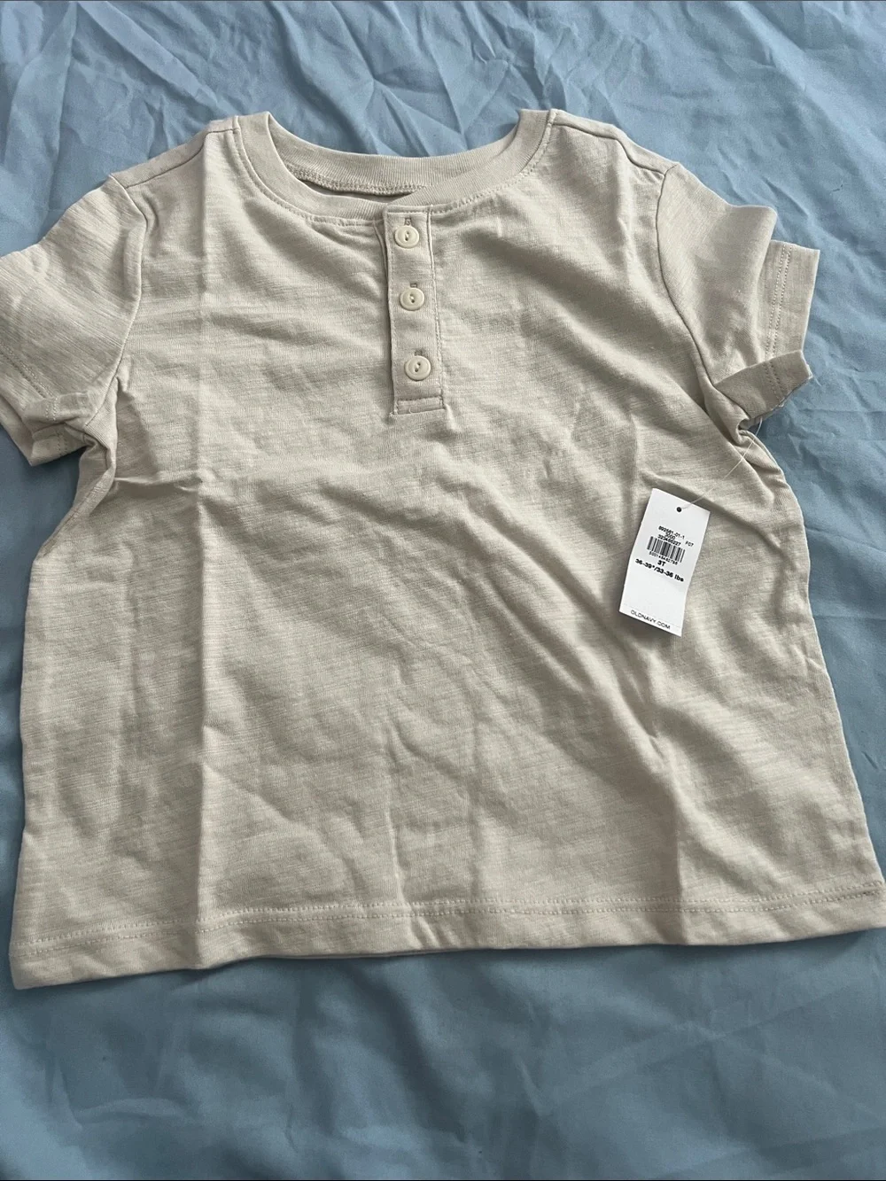 Old Navy Kids Short Sleeve Henley Tee in Light Beige